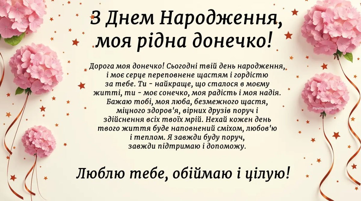 донечки привітання з днем народження доньці від мами