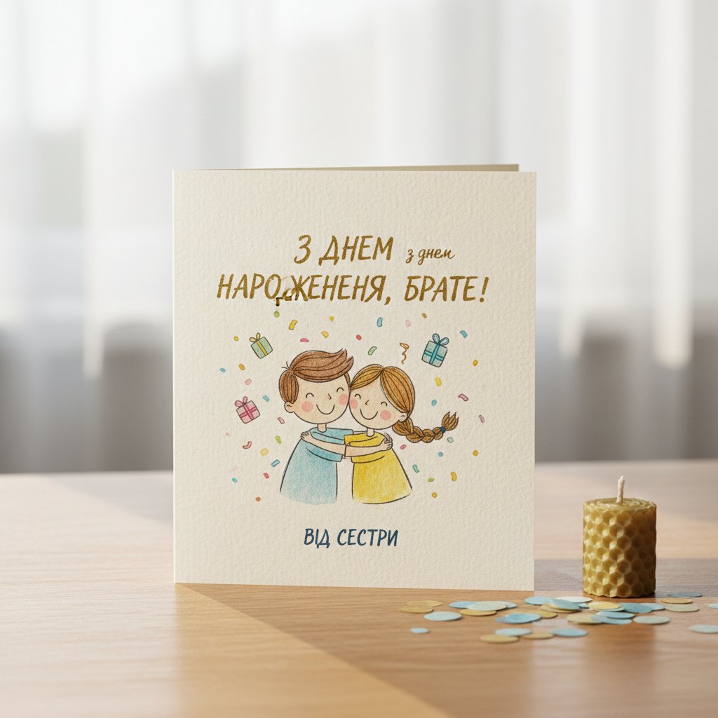 листівка з днем народження брату від сестри